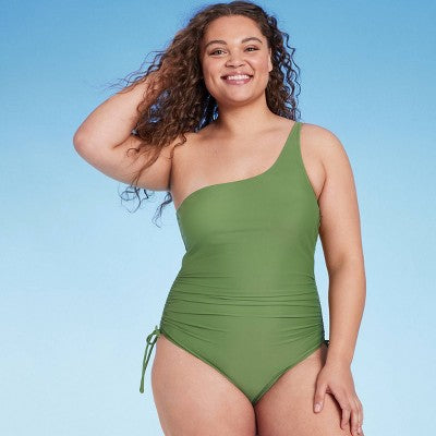 Women's Side-Tie One Shoulder One Piece Swimsuit - Shade & Shore Shade & ShoreBullseye Deals