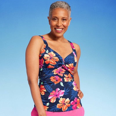 Lands' End Women's Floral Tankini Tank Top Swimwear Underwire Swimsuit UPF 50+ Lands' EndBullseye Deals