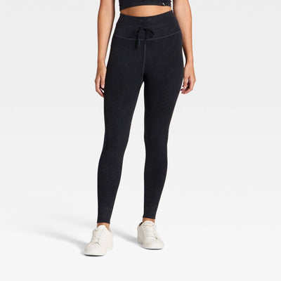 New - Women's High-Rise Tie Seamless Leggings - JoyLab™ Black XS