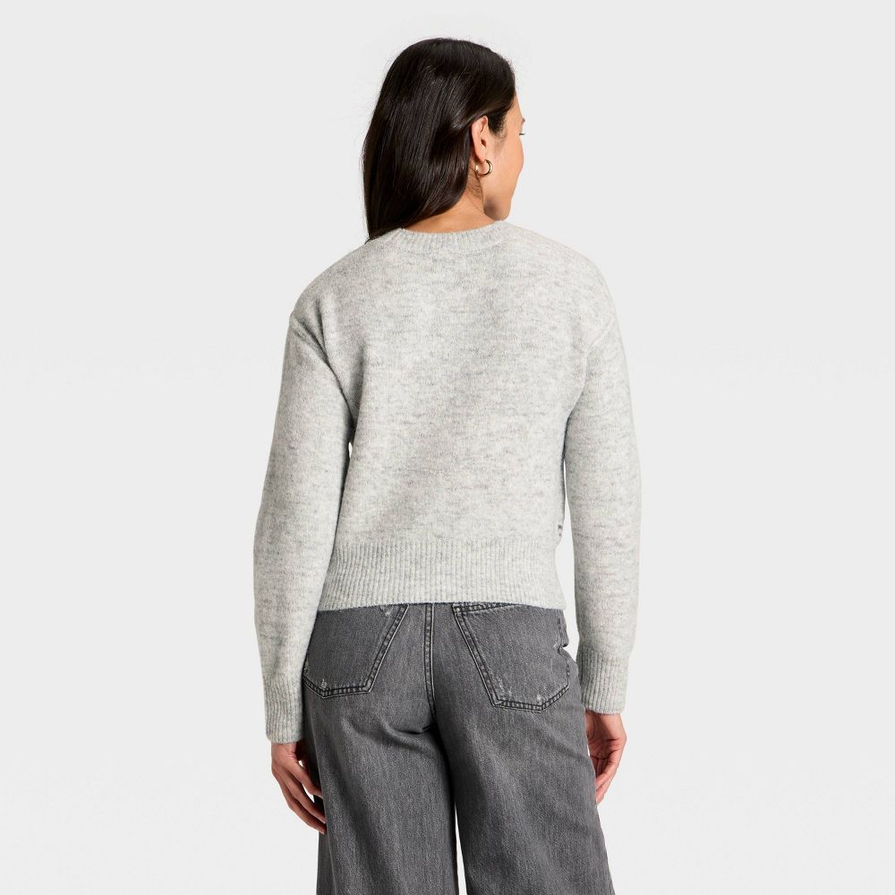 New - Women's Holiday Crewneck Pullover Sweater - Universal Thread™ Gray Snowflakes S