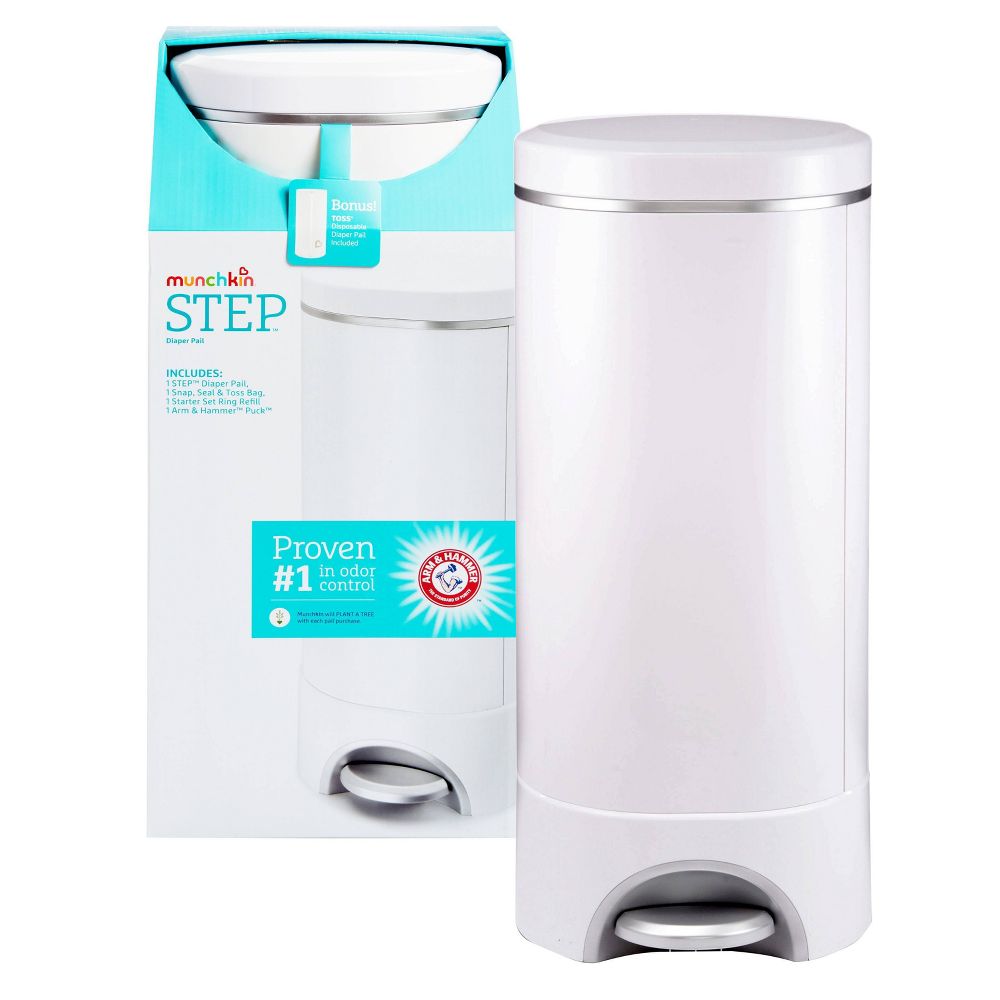 New - Munchkin STEP Diaper Pail, Powered by Arm & Hammer