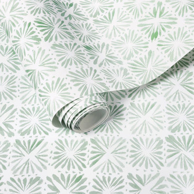 New - Block Print Tile Peel and Stick Wallpaper Sage - Threshold™