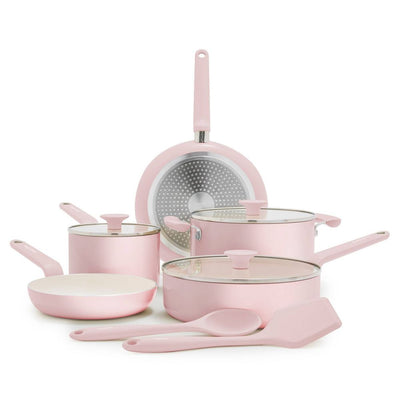 New - GreenPan Rio Advanced 10pc Ceramic Nonstick Cookware Set Pink