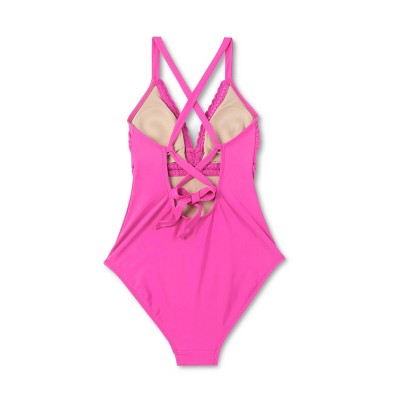New - Kona Sol Women's V Neck One Piece Swimsuit Shell Stitch Medium Coverage Kona SolBullseye Deals