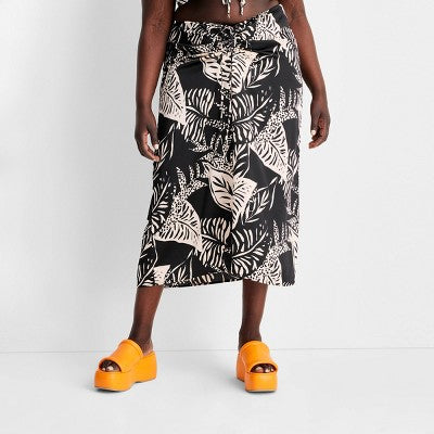 Women's Botanical Tie-Front Flowy Midi Skirt - Future Collective with Alani Noelle Future Collective with Alani NoelleBullseye Deals