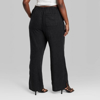 New - Wild Fable Women's Mid Rise Wide Leg Relaxed Linen Pants Wild FableBullseye Deals