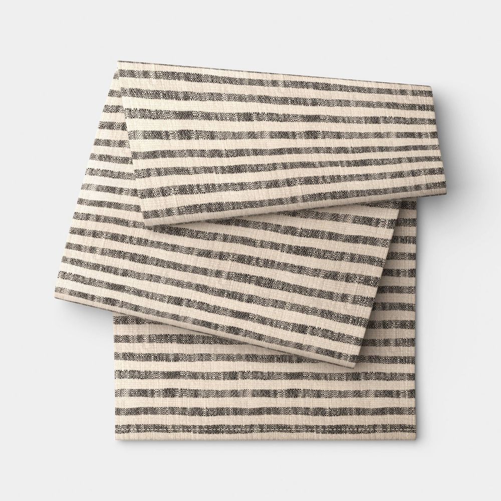 New - 90'x20" Striped Table Runner Khaki/Black - Threshold™