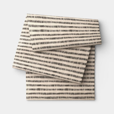 New - 90'x20" Striped Table Runner Khaki/Black - Threshold™