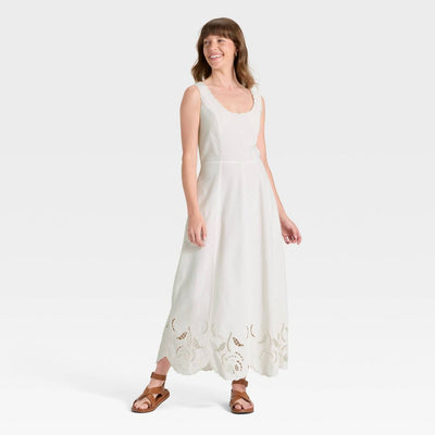 New - Women's Midi A-Line Dress - Universal Thread™ Cream L
