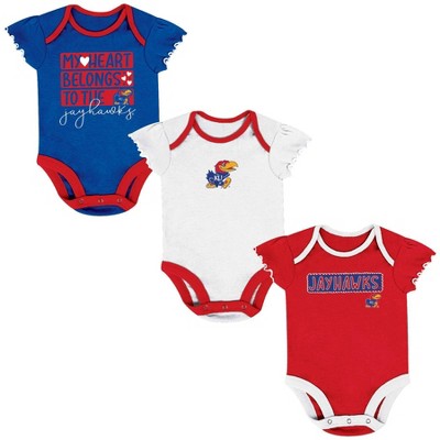 New - NCAA Infant Girls' 3pk Bodysuit Set Kansas JayhawksBullseye Deals