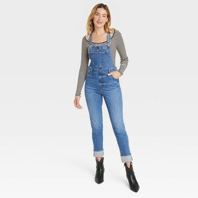 Open Box - Universal Thread Women's Denim Overalls Sleeveless Skinny Leg Jumpsuits Universal ThreadBullseye Deals