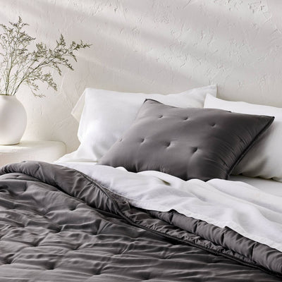 Open Box - Standard Rayon from Bamboo Quilt Pillow Sham Dark Gray - Casaluna™