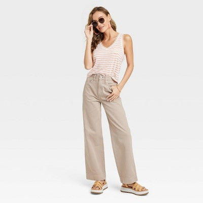 Universal Thread Women's High Waisted Wide Leg Cropped High-Rise Jeans Universal ThreadBullseye Deals