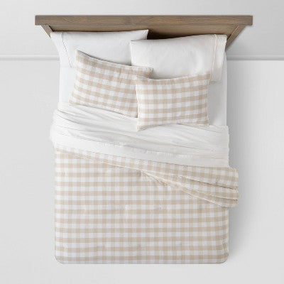 New - Threshold Comforter Set Cotton Gingham Breathable Comfort All-Season ThresholdBullseye Deals