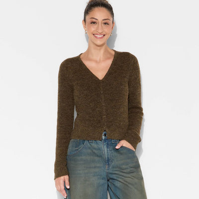 New - Women's V-Neck Cardigan - Wild Fable™ Dark Brown M