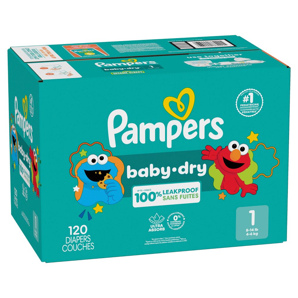 New - Pampers Baby Dry Diapers Super Pack - Size 1 - 120ct