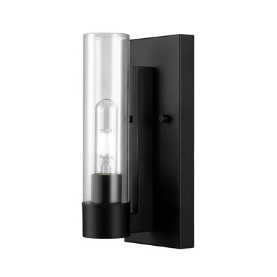 New - Globe Electric 1-Light Matte Black Wall Sconce with Clear Glass Shade