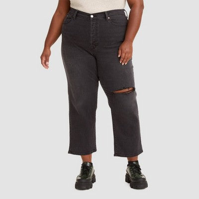 Levi's Women's Plus High Rise Straight Leg Crop Straight Jeans Stretch Denim Levi'sBullseye Deals
