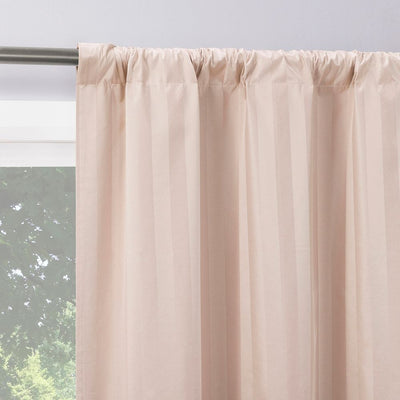 New - 2pc 37"x84" Sun Zero Dimani Satin Striped 100% Blackout Rod Pocket Curtain Panel Pair Blush: Energy Efficient, Noise Reduction