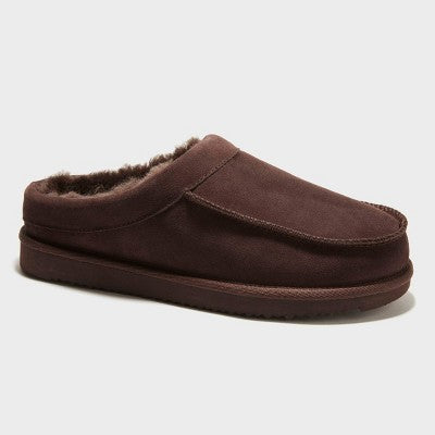 Open Box - Dluxe By Dearfoams Men's Suede Shearling Slip On Slippers Clog Indoor/Outdoor dluxe by dearfoamsBullseye Deals