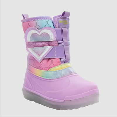 Open Box - Western Chief Toddler Girls' Denali Lighted Faux Fur Heart Winter Boots - Purple 5T
