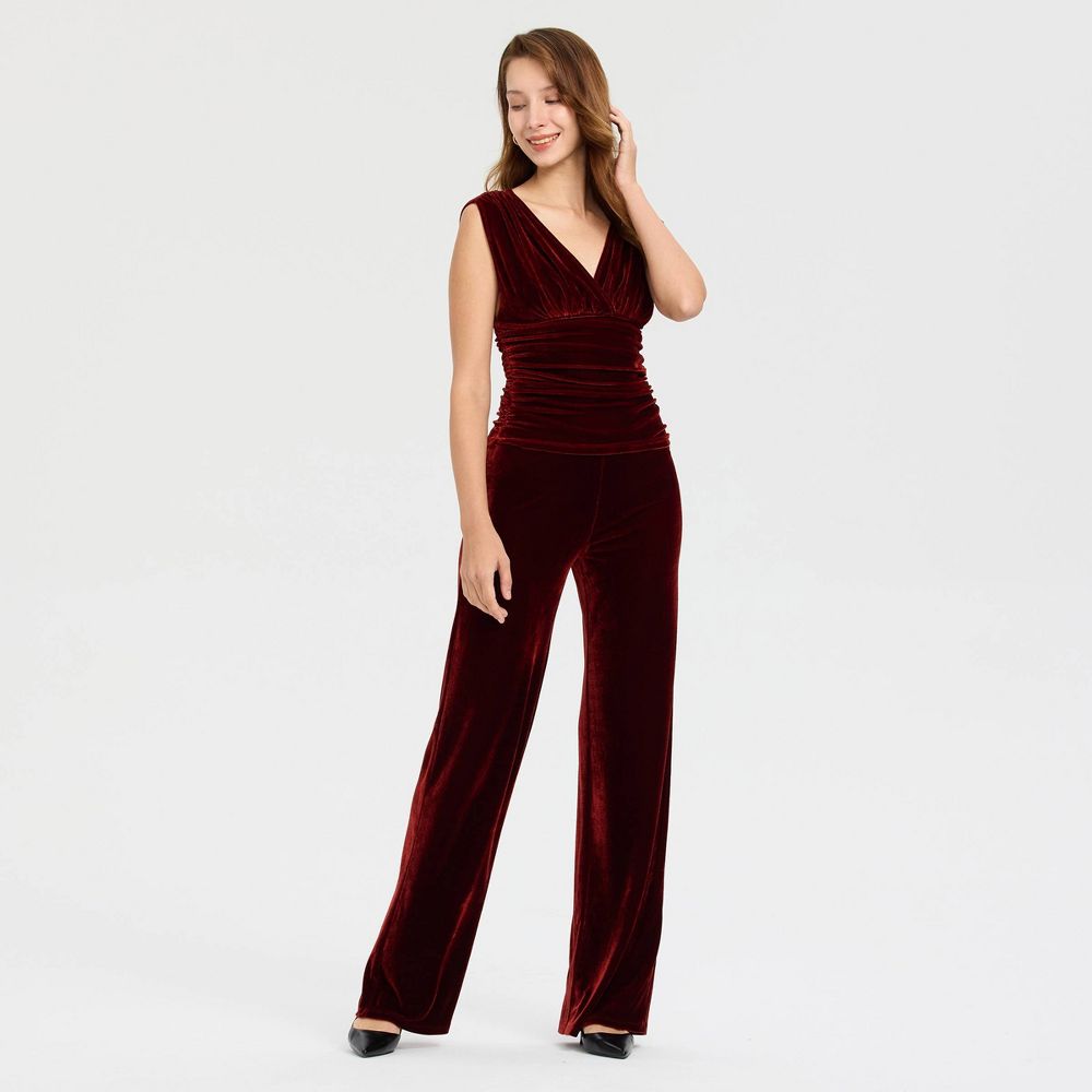 New - Women's High-Rise Wide Leg Velvet Pull-On Pants - A New Day™ Rose Red M