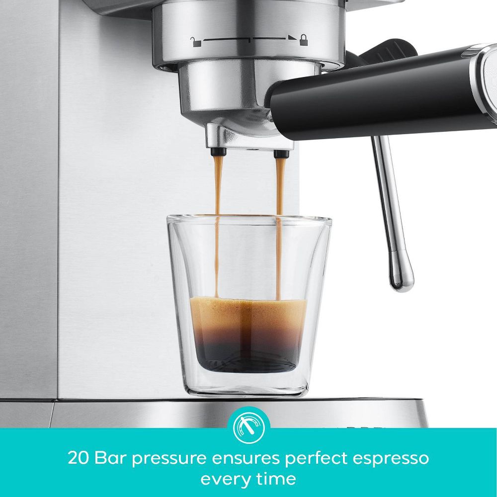 Open Box - CASABREWS CM5418 20 Bar Espresso Machine and Coffee Maker with Pressure Gauge, Steam Function, Stainless Steel Housing, and 34 oz Removable Water Tank