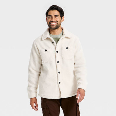 Open Box - Men's Vintage High Pile Full Button Jacket - Goodfellow & Co™ Ivory XXL