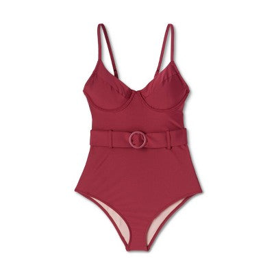 Women's Underwire Belted One Piece Swimsuit - Shade & Shore Shade & ShoreBullseye Deals