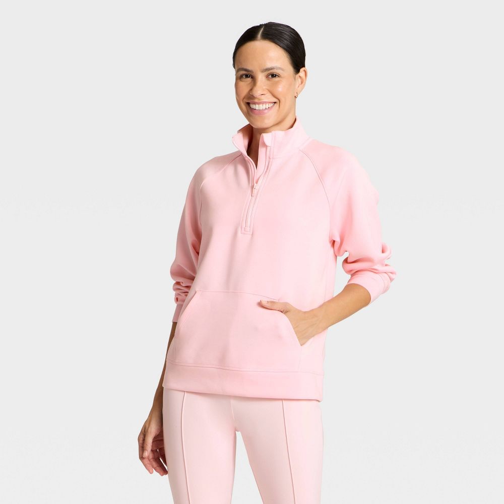 Open Box - Women's Airy Sleek Legging Friendly Half Zip Sweatshirt - All In Motion™ Light Pink XS