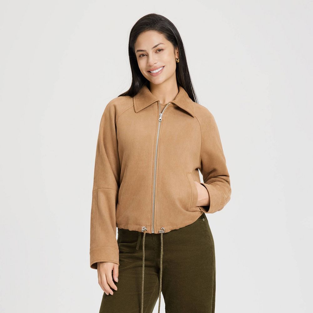 New - Women's Suede Bubble Jacket - Universal Thread™ Brown L