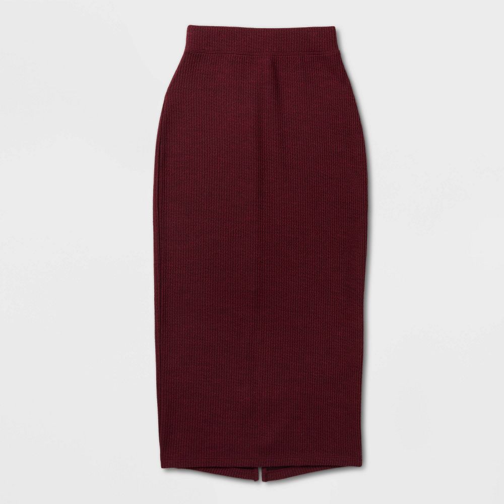 New - Women's Knit Ribbed Maxi Pencil Skirt - Universal Thread™ Burgundy XL