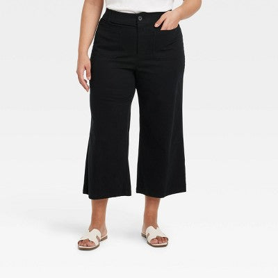 New - Ava & Viv Womens Plus High Rise Regular Crop Cropped Wide-Leg Pants Ava & VivBullseye Deals