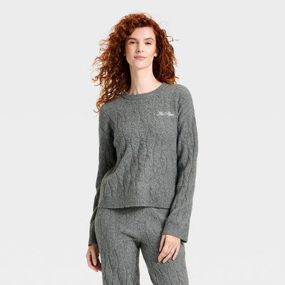 New - Women's Cozy Alpine Knit Bouclé Crewneck Pullover Sweater - Universal Thread™ Gray L