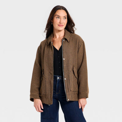 Open Box - Women's Tweed Fashion Jacket - Universal Thread™ Brown M
