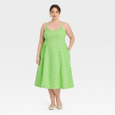 New - A New Day Women's Eyelet Casual Summer Dress Midi Sundress A New DayBullseye Deals