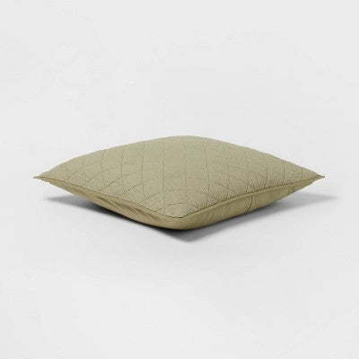 New - Threshold Pillow Sham Cotton-Linen Blend Diamond Stitch ThresholdBullseye Deals
