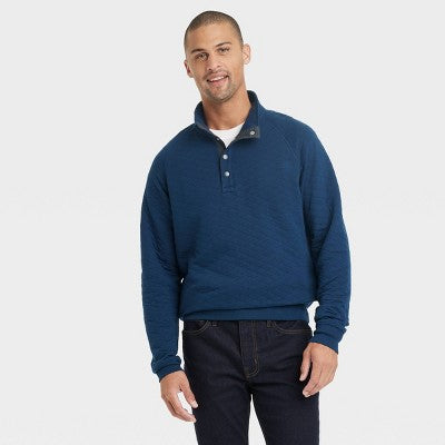Goodfellow & Co Men's Pullover Sweatshirts Diamond Quilted Pattern Snap Placket Goodfellow & CoBullseye Deals
