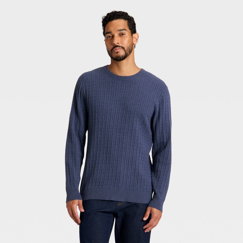 New - Men's Soft Knit Cable Sweater - Goodfellow & Co™ Navy Blue S