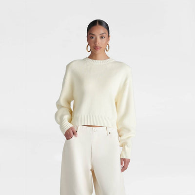 New - KBB by KAHLANA Women's Long Sleeve 'The Shoulder Pad Sweater' - Cream XS