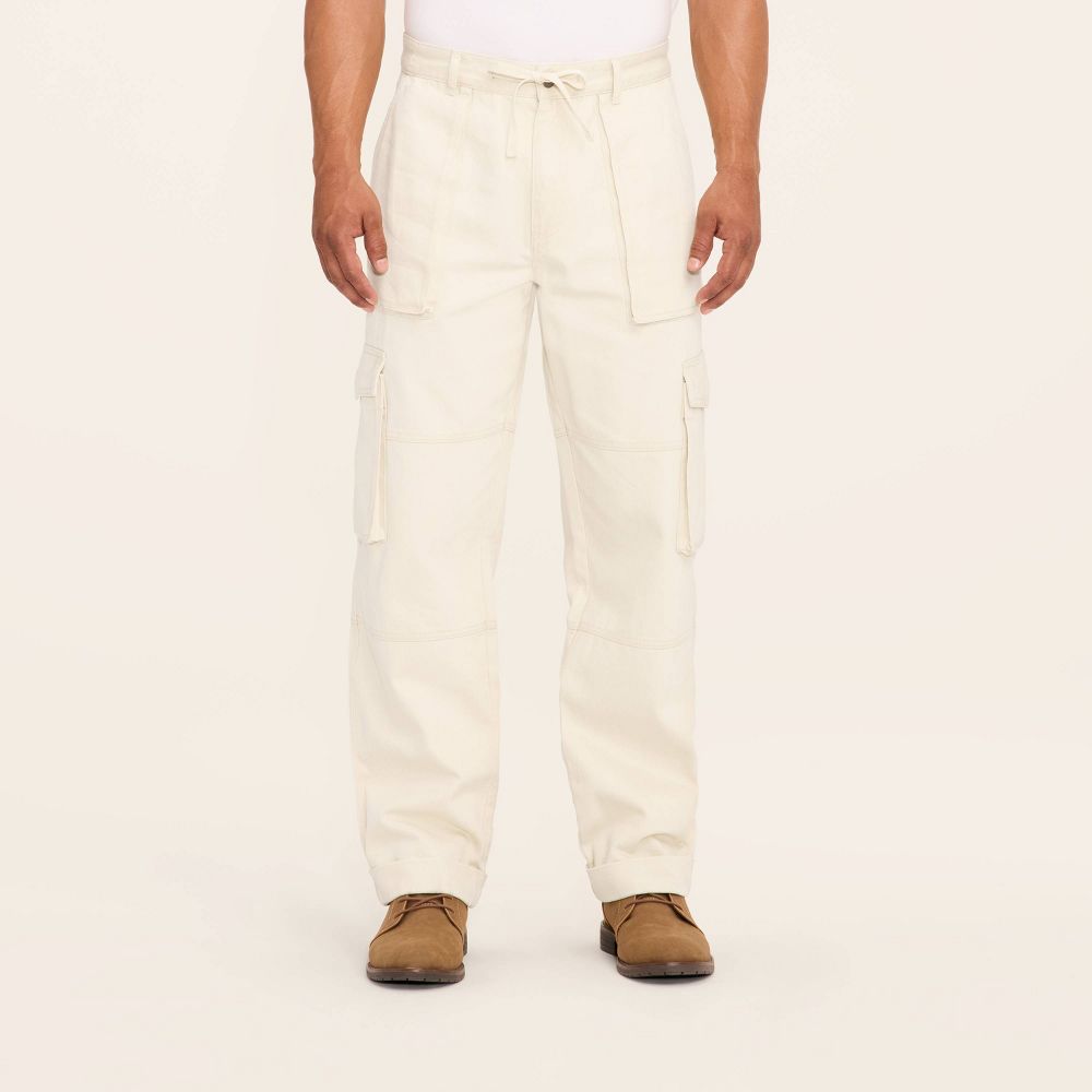 New - Adult Mid-Rise Straight Leg Slouchy Cargo Pants - Woolrich x Target Cream M