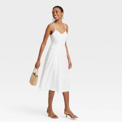 New - A New Day Women's Eyelet Casual Summer Dress Midi Sundress A New DayBullseye Deals
