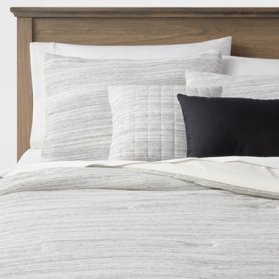 New - 4pc Twin/Twin Extra Long Space-Dyed Waffle Comforter Bedding Set Gray - Threshold™: Includes Decorative Pillows & Sham