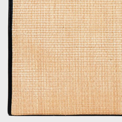 Open Box - Straw Large Boxy Tote Handbag - A New Day Natural/Black A New DayBullseye Deals