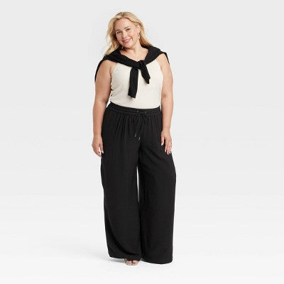 New - A New Day Women's Plus High Rise Wide Leg Regular Full Pull-On Pants Midweight A New DayBullseye Deals