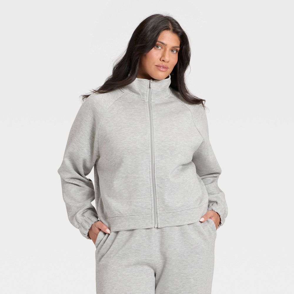 New - Women's Airy Sleek Full Zip Jacket - All In Motion™ Heathered Gray XL