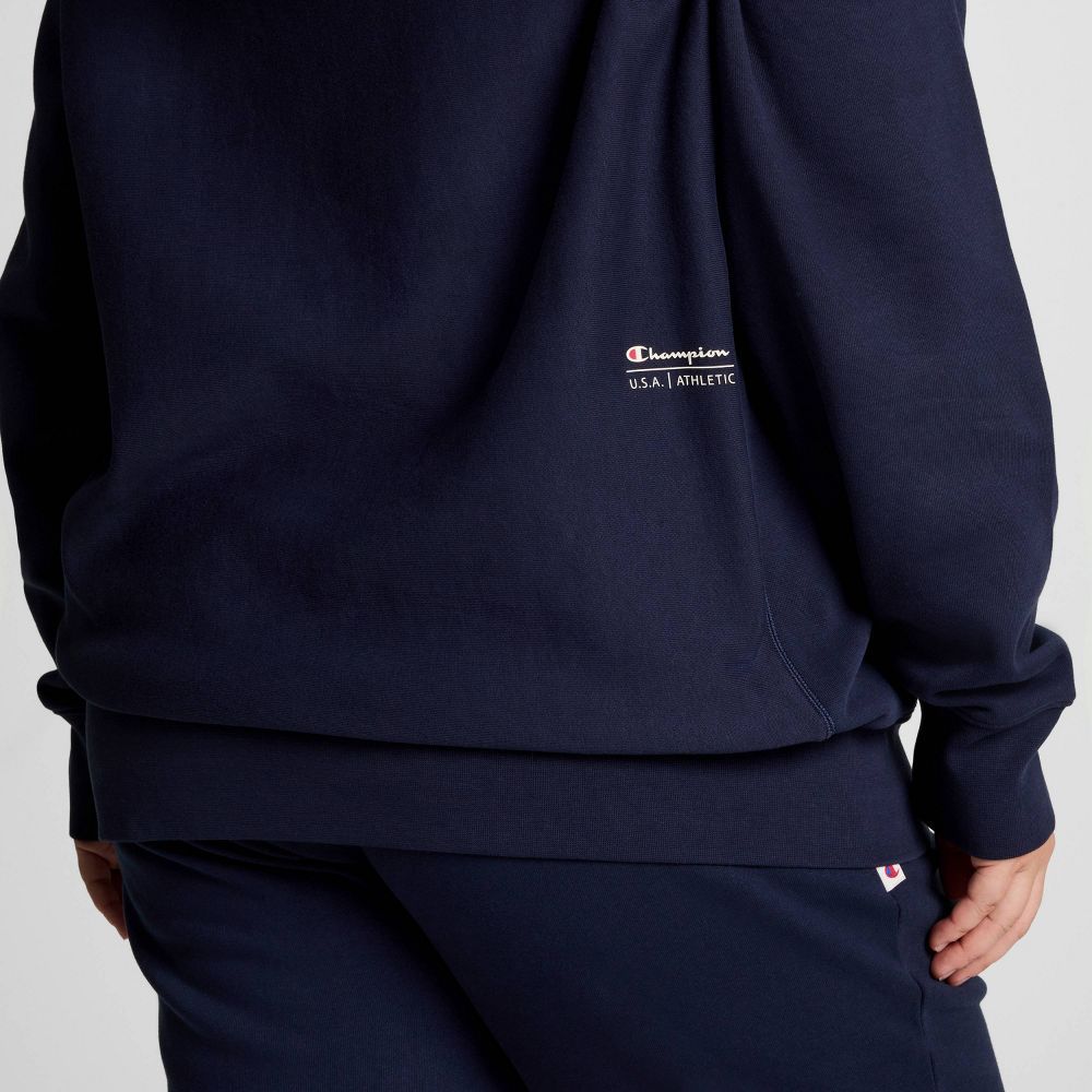 New - Champion Adult Sizing Iconic Embroidered Hoodie - Navy XS