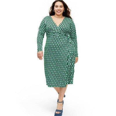 New - Diane von Furstenberg Women's Midi Wrap Dress Deep V-Neck Long Sleeve Diane von Furstenberg for TargetBullseye Deals