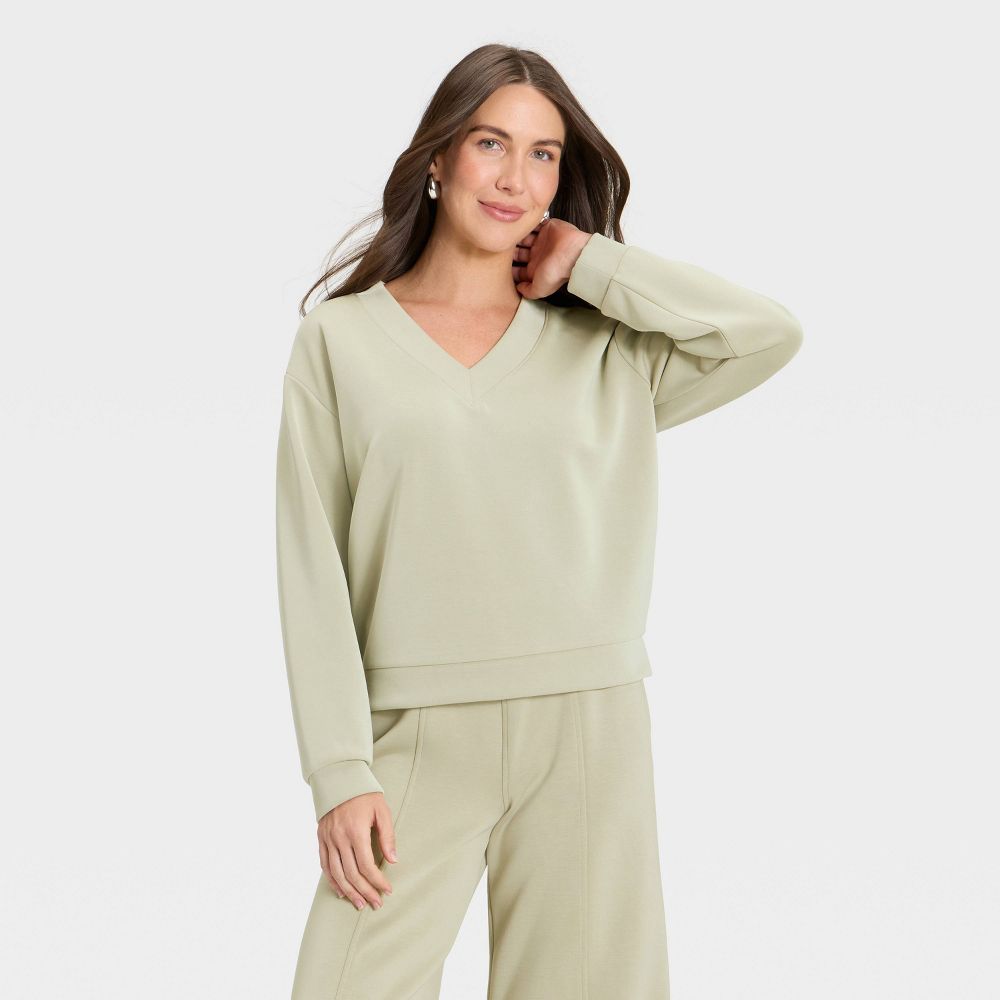 New - Women's Sandwash Sweatshirt - A New Day™ Light Green S