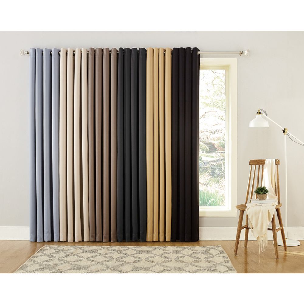 New - 52"x84" Sun Zero Blackout Oslo Theater Grade Grommet Curtain Panel Taupe: Modern, Energy Efficient, Noise Reduction